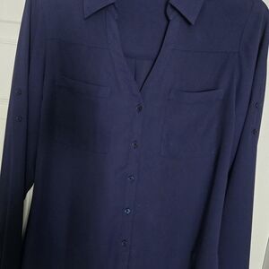 Express Navy Women's Button-Up Blouse
